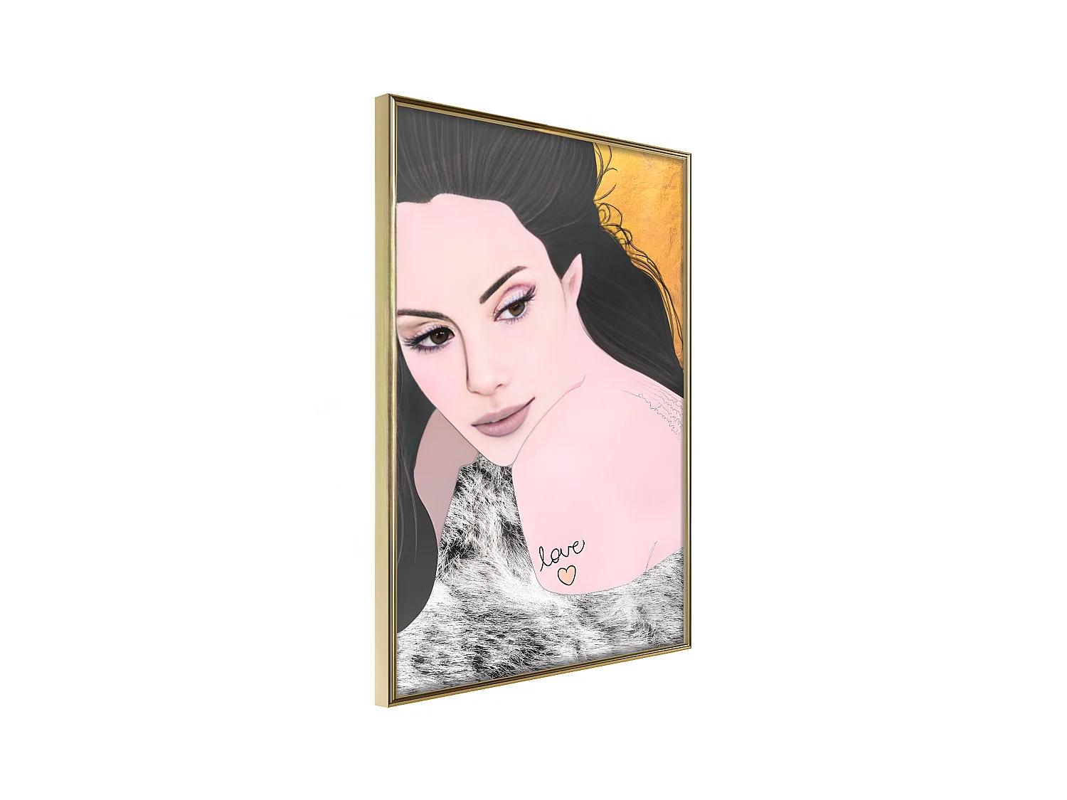 Affiche Murale Encadrée "Love Tattoo" 21 x 30 cm Or