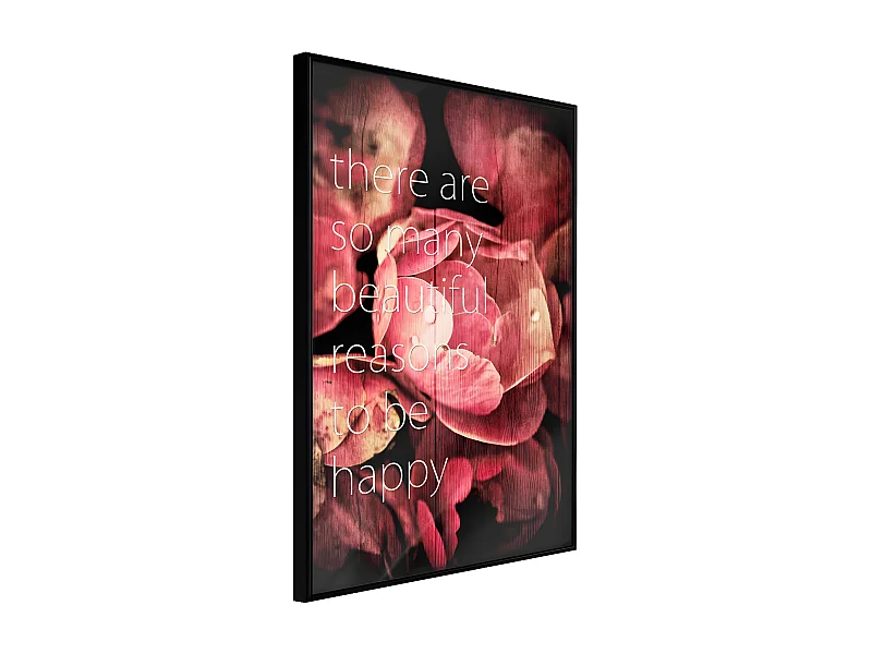 Affiche Murale Encadrée "Many Reasons to Be Happy" 30 x 42 cm Noir