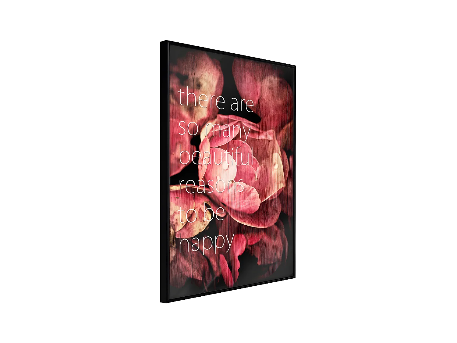 Affiche Murale Encadrée "Many Reasons to Be Happy" 30 x 42 cm Noir