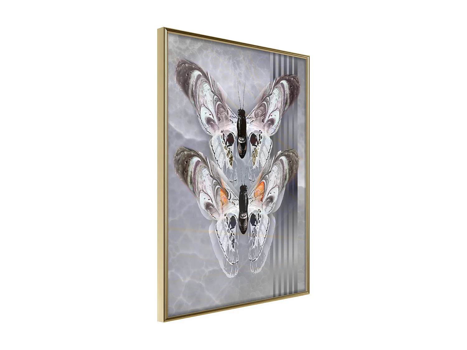 Affiche Murale Encadrée "Two Moths" 30 x 42 cm Or