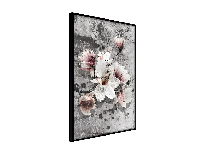 Affiche Murale Encadrée "Flowers on Concrete" 21 x 30 cm Noir