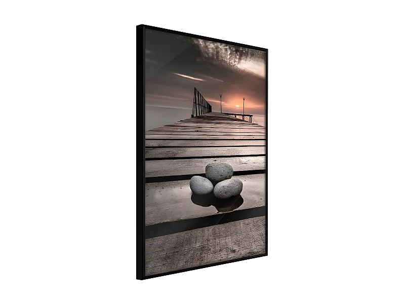 Affiche Murale Encadrée "Stones on the Pier" 21 x 30 cm Noir
