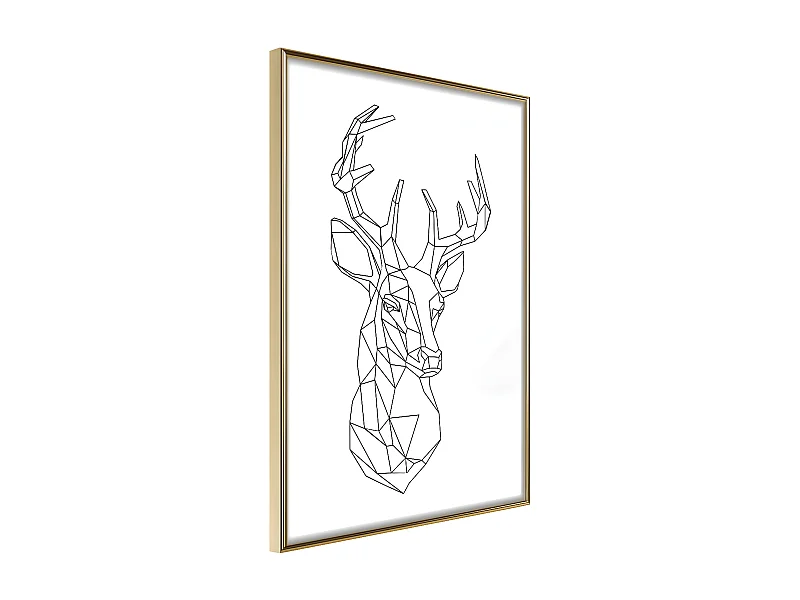 Affiche Murale Encadrée "Minimalist Deer" 30 x 42 cm Or