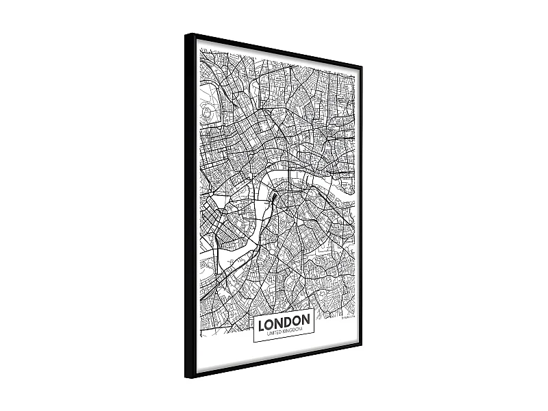 Affiche Murale Encadrée "City Map London" 30 x 42 cm Noir