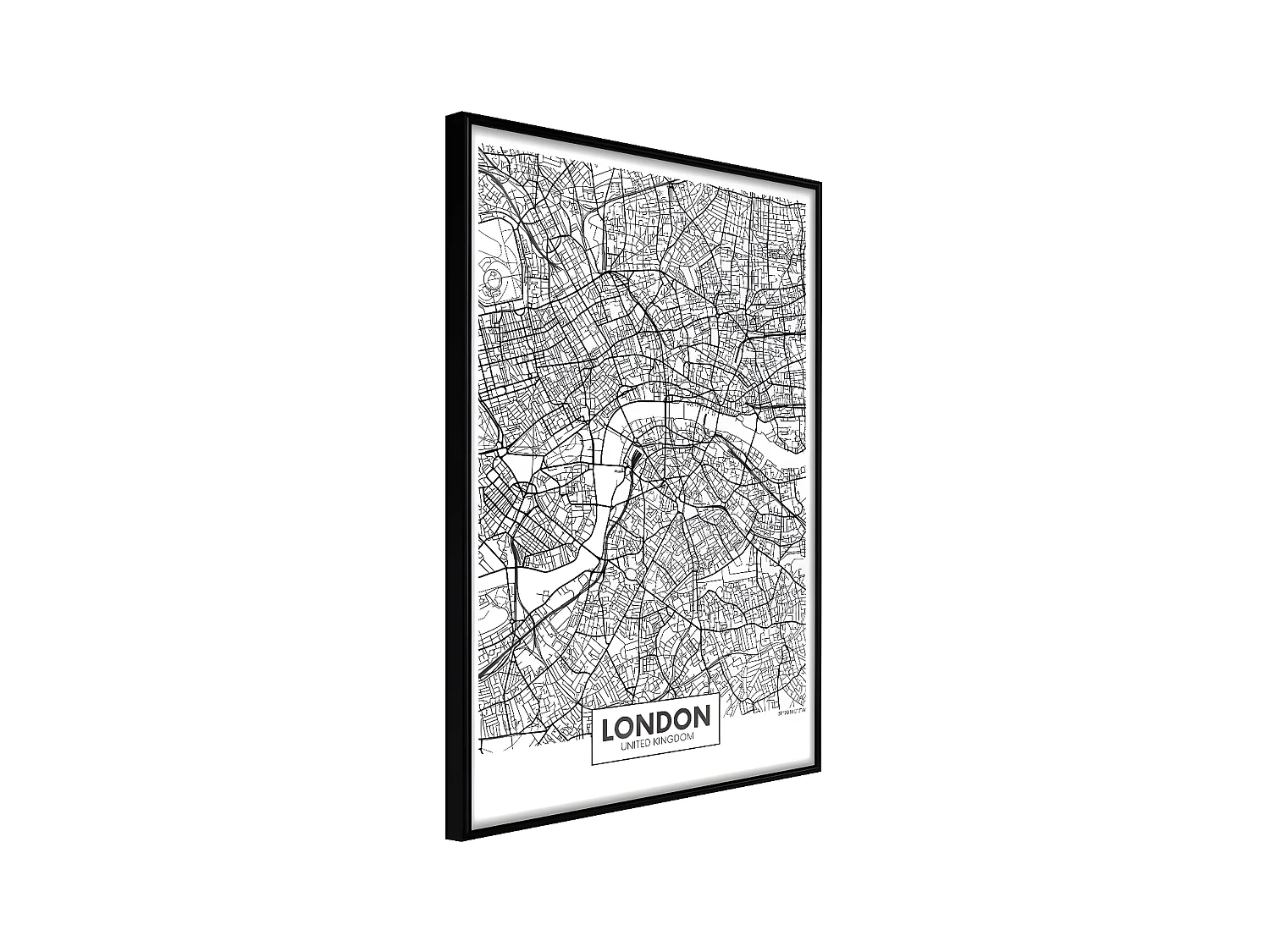 Affiche Murale Encadrée "City Map London" 30 x 42 cm Noir