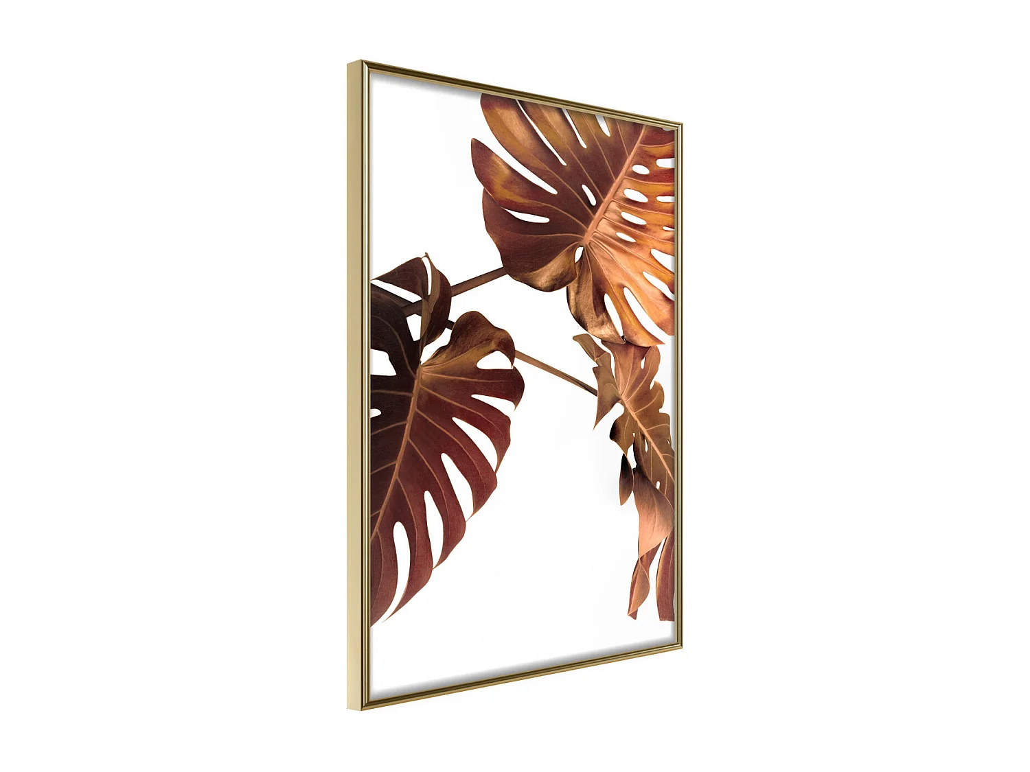 Affiche Murale Encadrée "Copper Monstera" 21 x 30 cm Or
