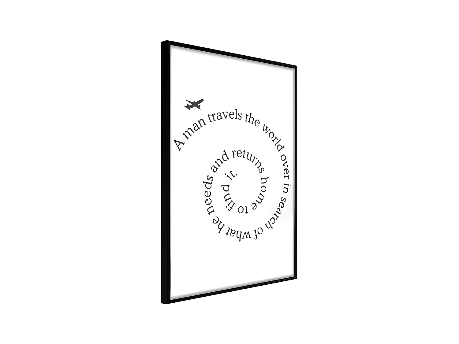 Affiche Murale Encadrée "Travel Broadens the Mind" 21 x 30 cm Noir