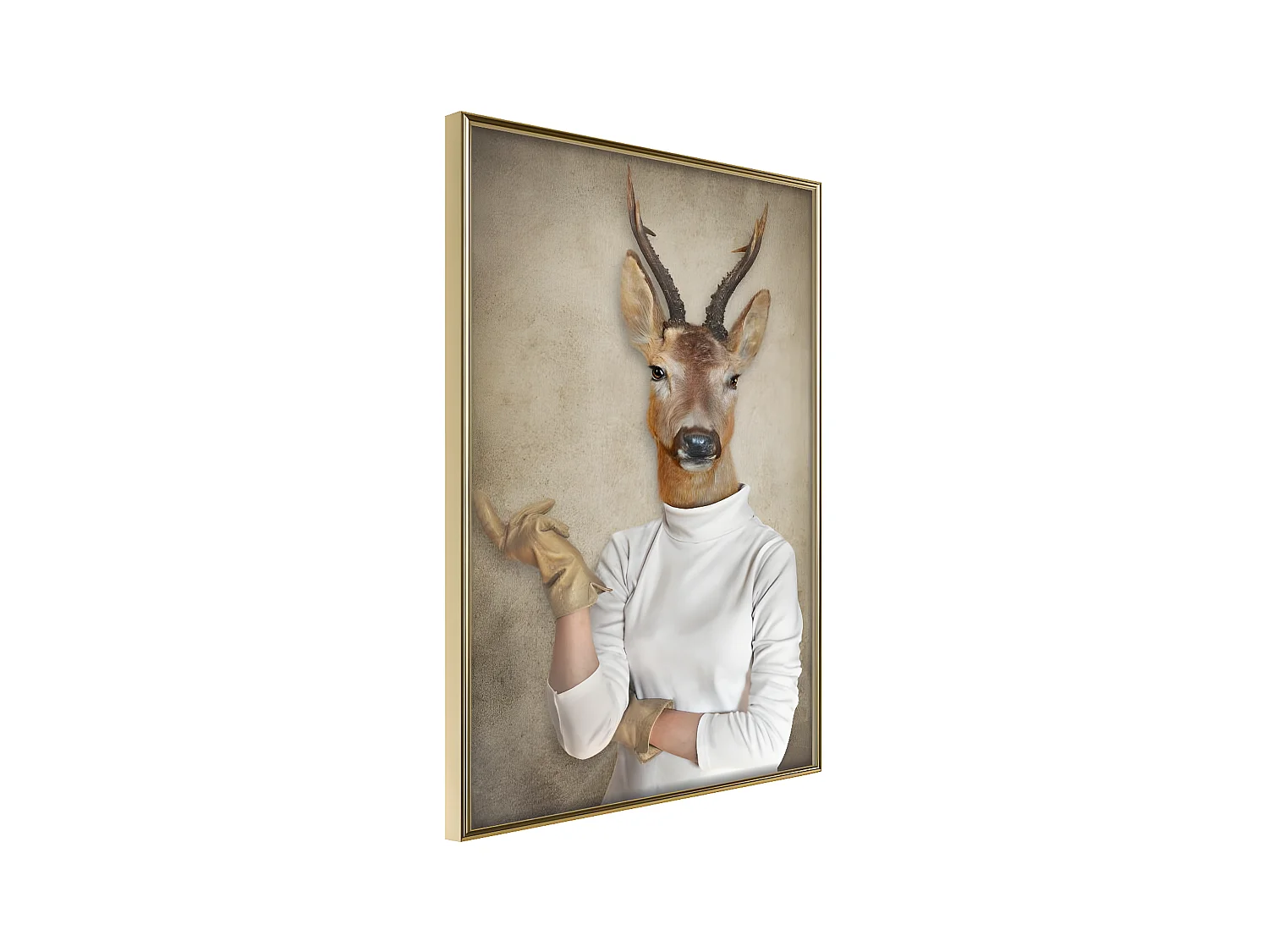 Affiche Murale Encadrée "Animal Alter Ego Capreolus" 21 x 30 cm Or