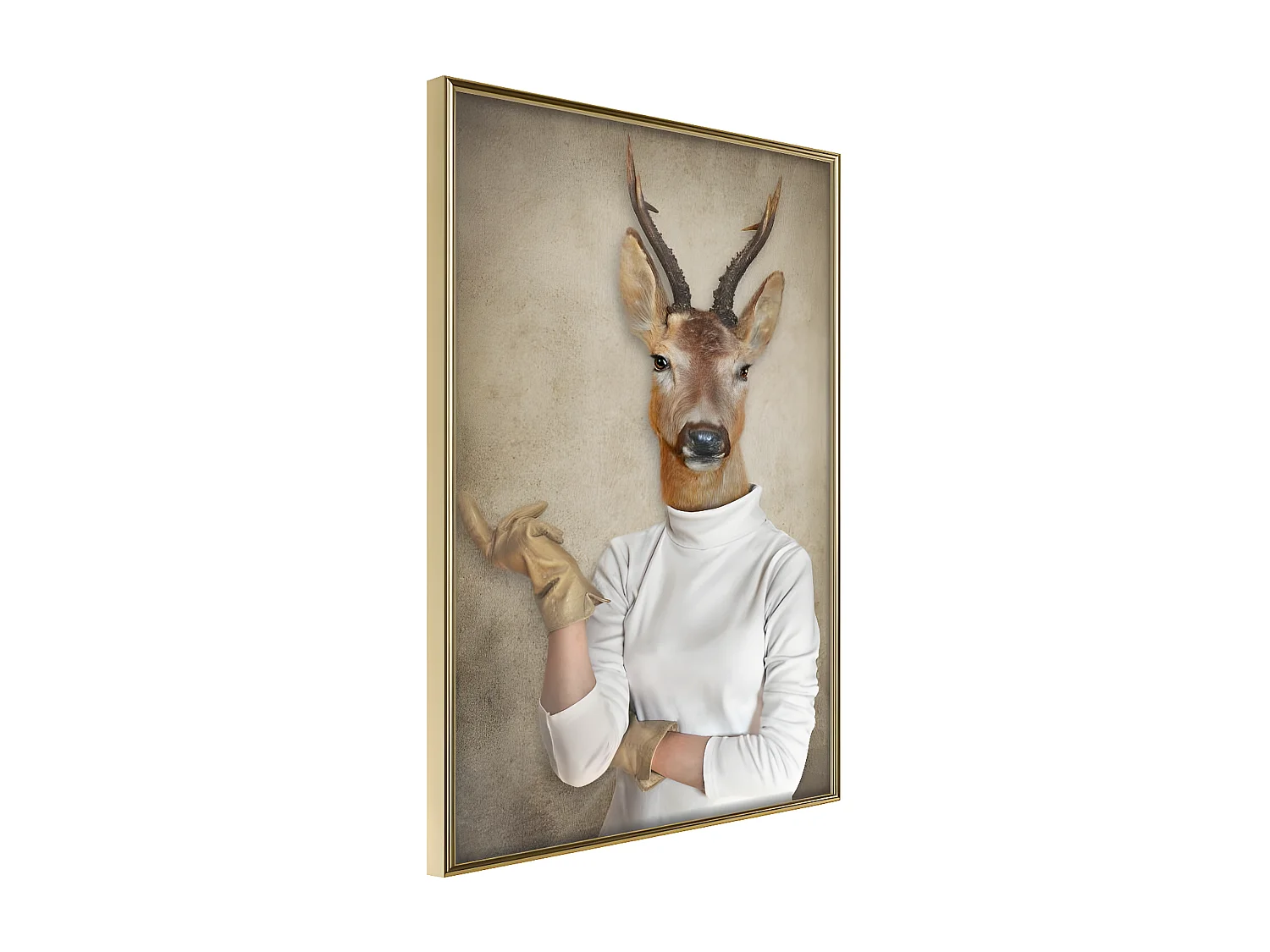 Affiche Murale Encadrée "Animal Alter Ego Capreolus" 21 x 30 cm Or