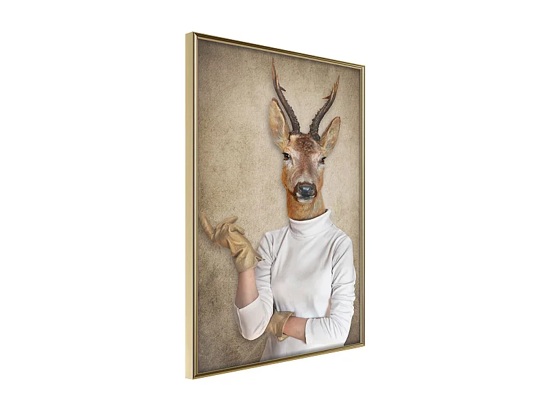 Affiche Murale Encadrée "Animal Alter Ego Capreolus" 21 x 30 cm Or