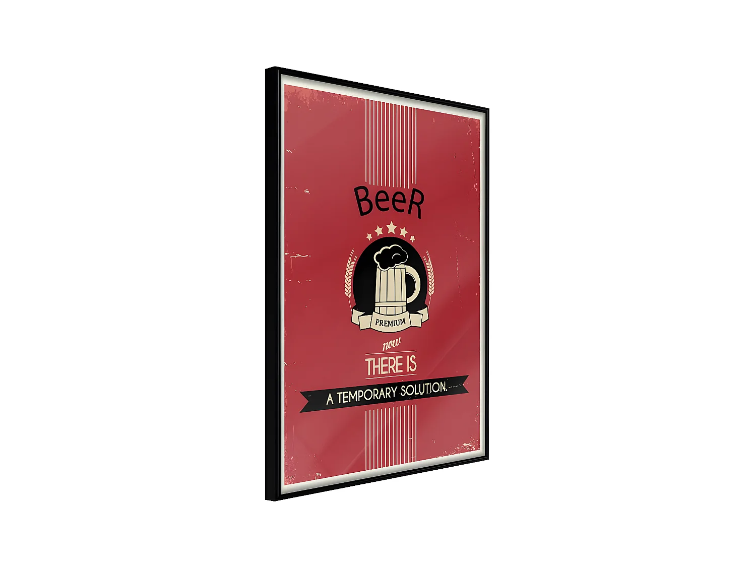 Affiche Murale Encadrée "Temporary Solution" 40 x 60 cm Noir