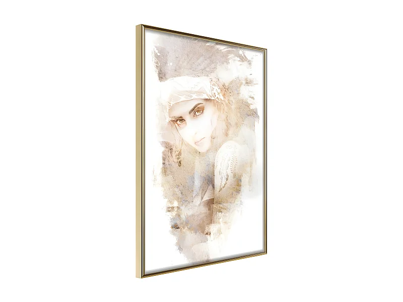 Affiche Murale Encadrée "Mysterious Look Beige" 21 x 30 cm Or