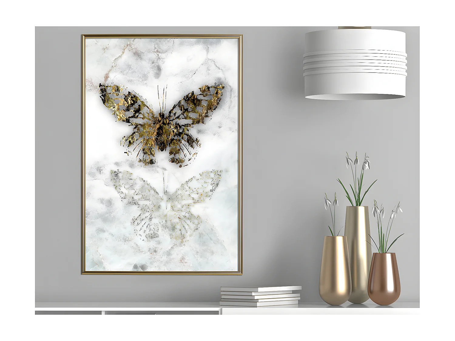 Affiche Murale Encadrée "Butterfly Fossils" 40 x 60 cm Or