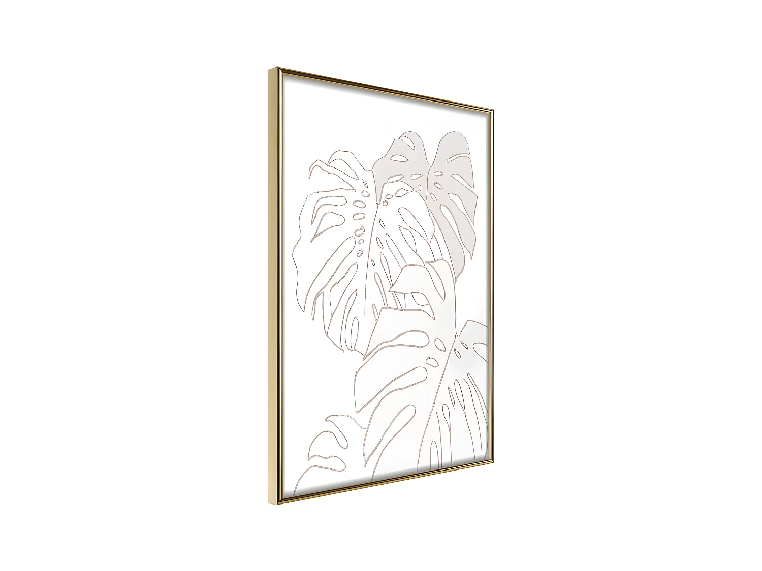 Affiche Murale Encadrée "Beige Leaves" 30 x 42 cm Or