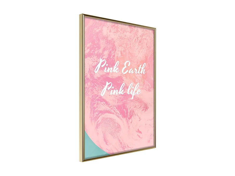 Affiche Murale Encadrée "Pink Life" 21 x 30 cm Or