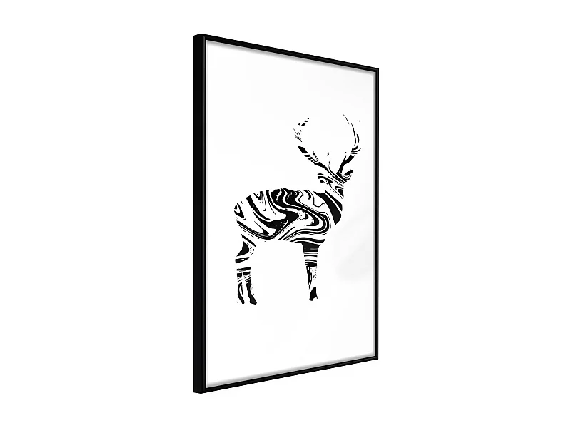 Affiche Murale Encadrée "Marble Stag" 30 x 42 cm Noir