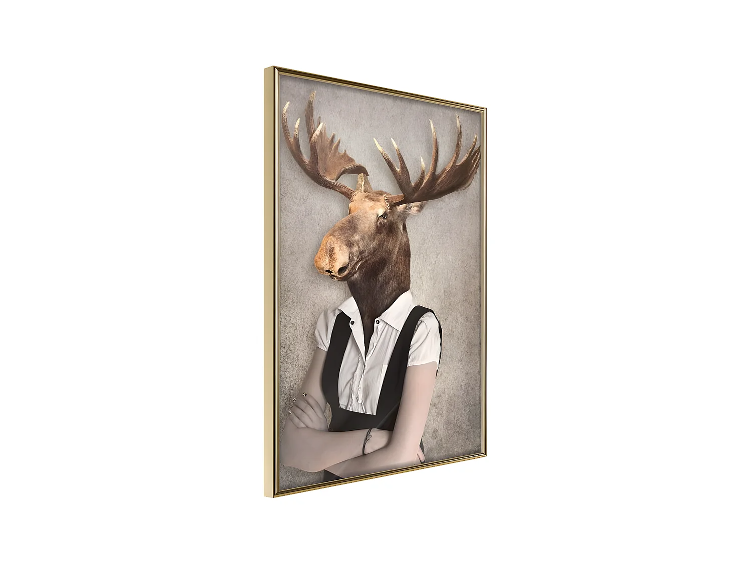 Affiche Murale Encadrée "Animal Alter Ego Moose" 30 x 42 cm Or
