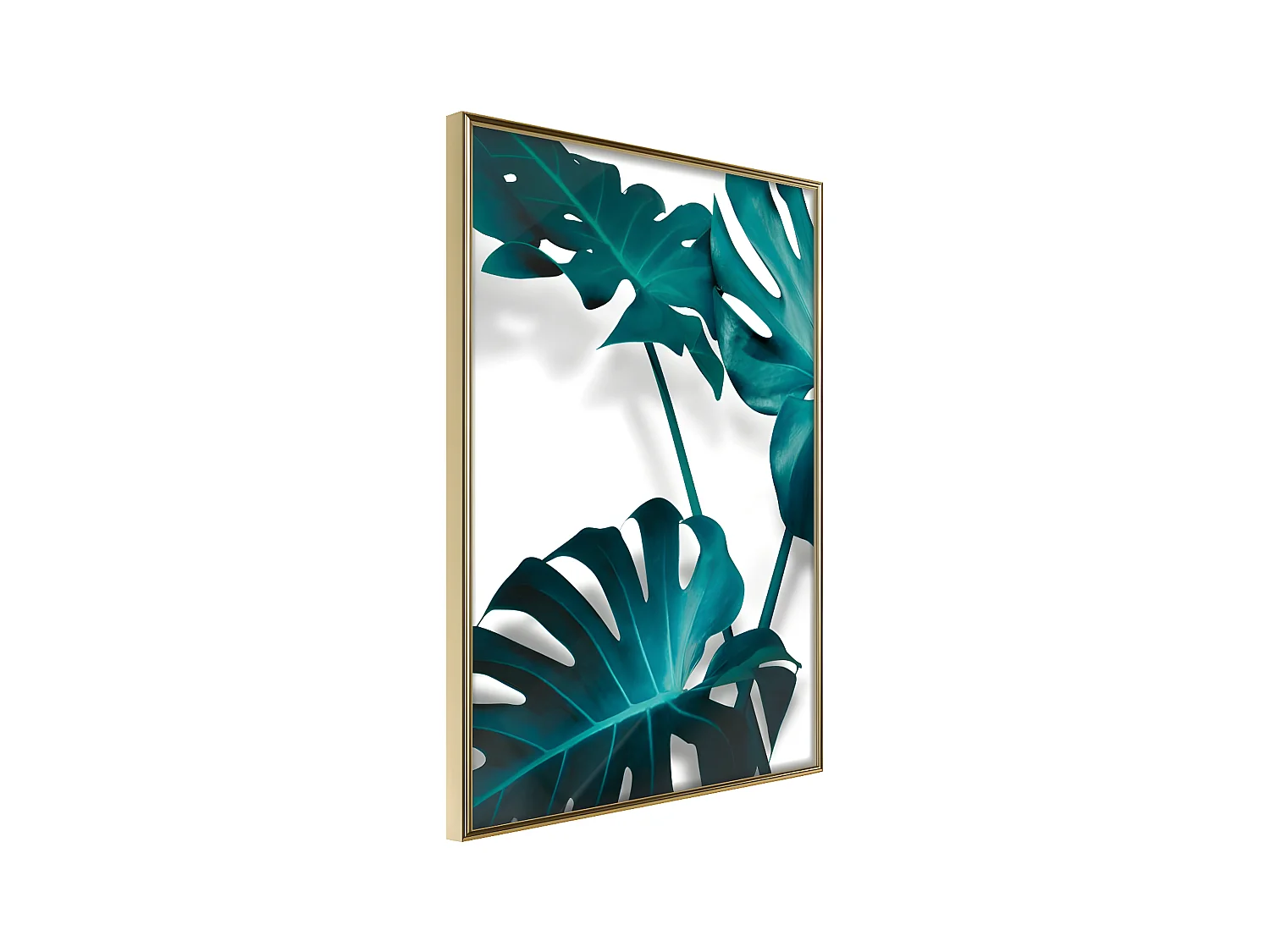 Affiche Murale Encadrée "Turquoise Monstera II" 30 x 42 cm Or
