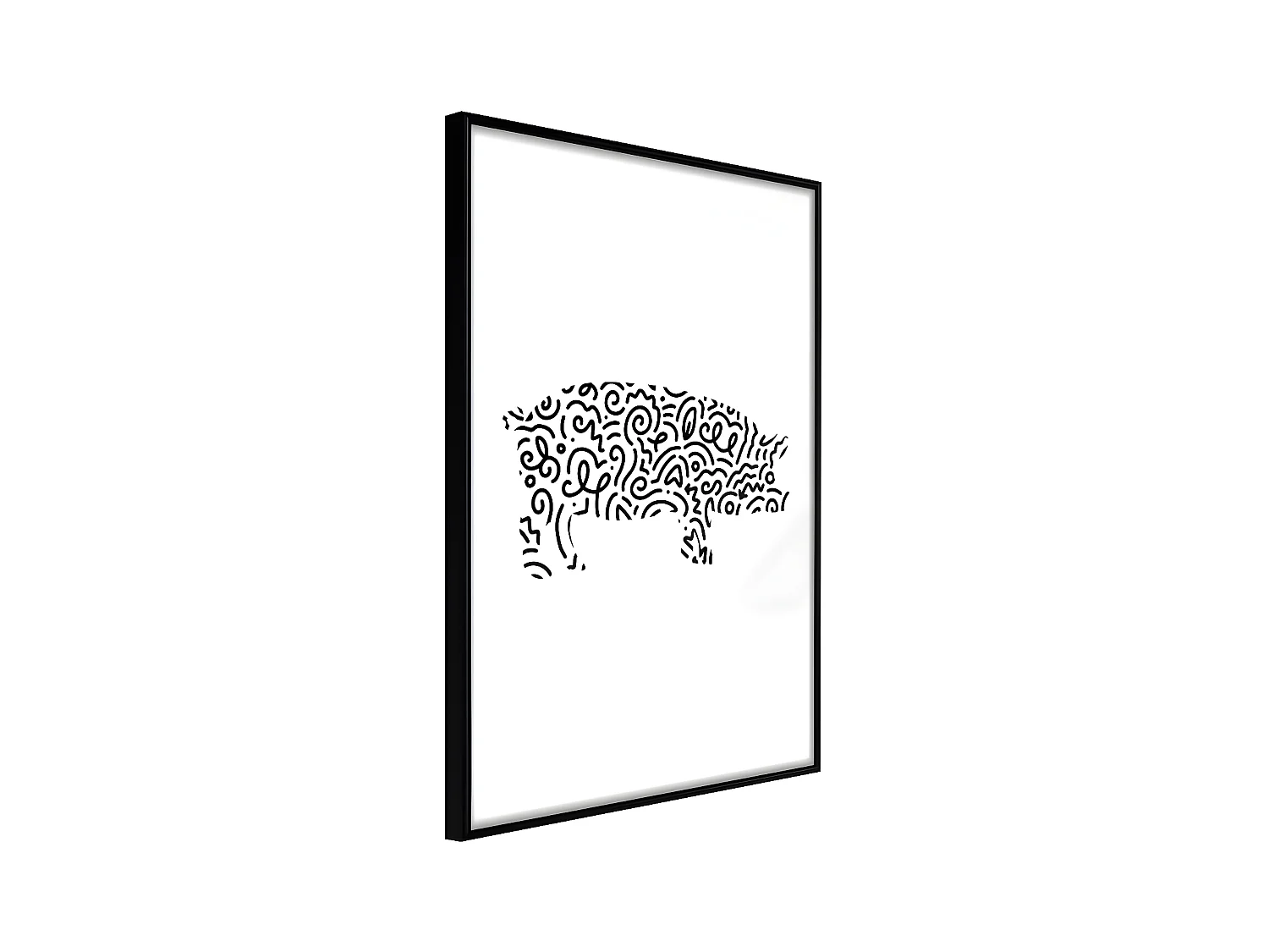 Affiche Murale Encadrée "Curly Pig " 30 x 42 cm Noir