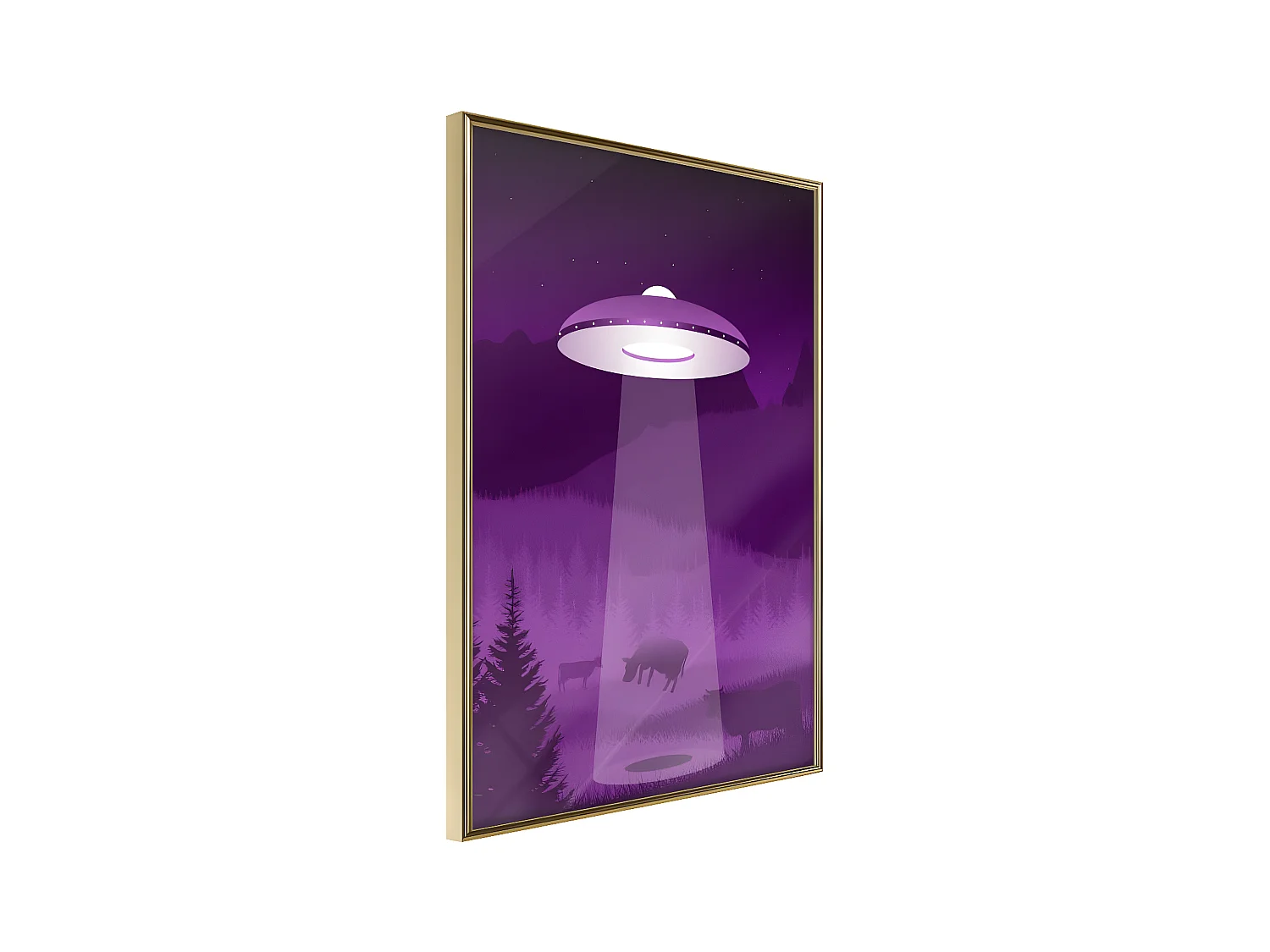 Affiche Murale Encadrée "Flying Saucer" 30 x 42 cm Or