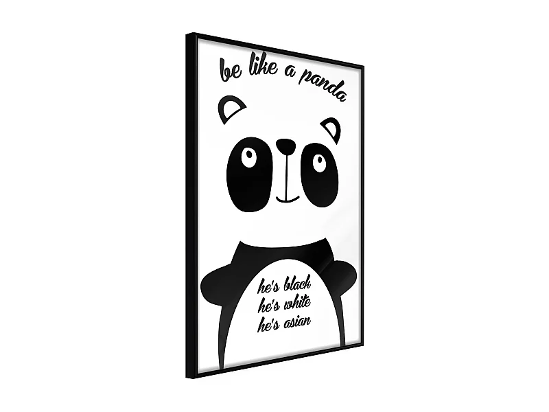 Affiche Murale Encadrée "Tolerant Panda" 40 x 60 cm Noir