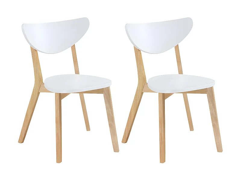 Lot de 2 chaises CARINE - Hévéa massif et MDF - Blanc