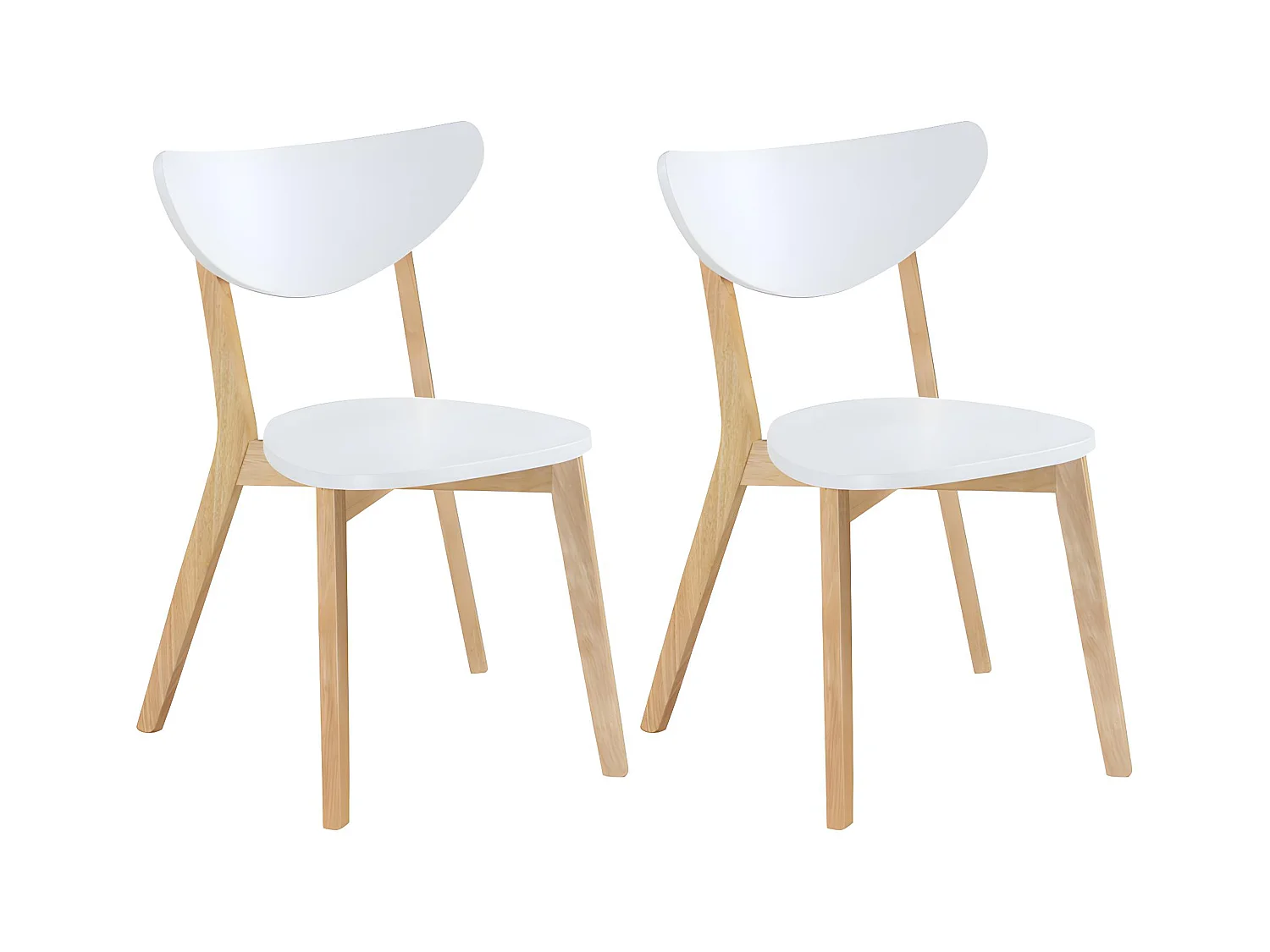 Lot de 2 chaises CARINE - Hévéa massif et MDF - Blanc