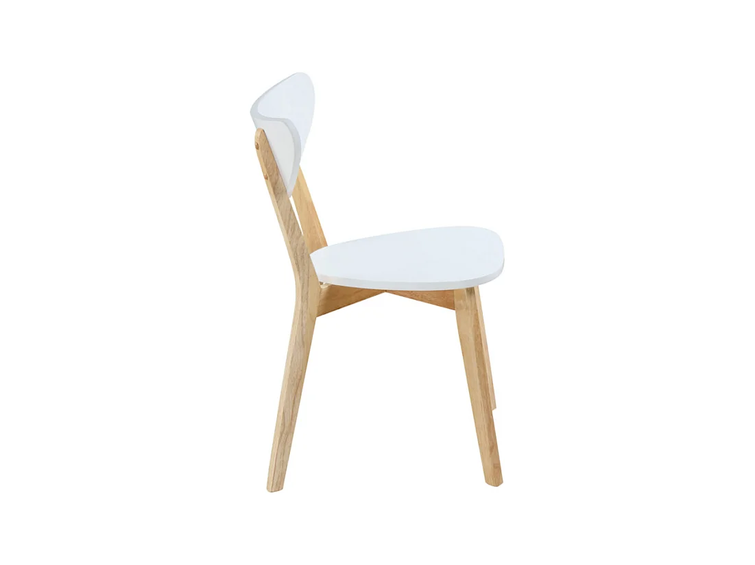Lot de 2 chaises CARINE - Hévéa massif et MDF - Blanc