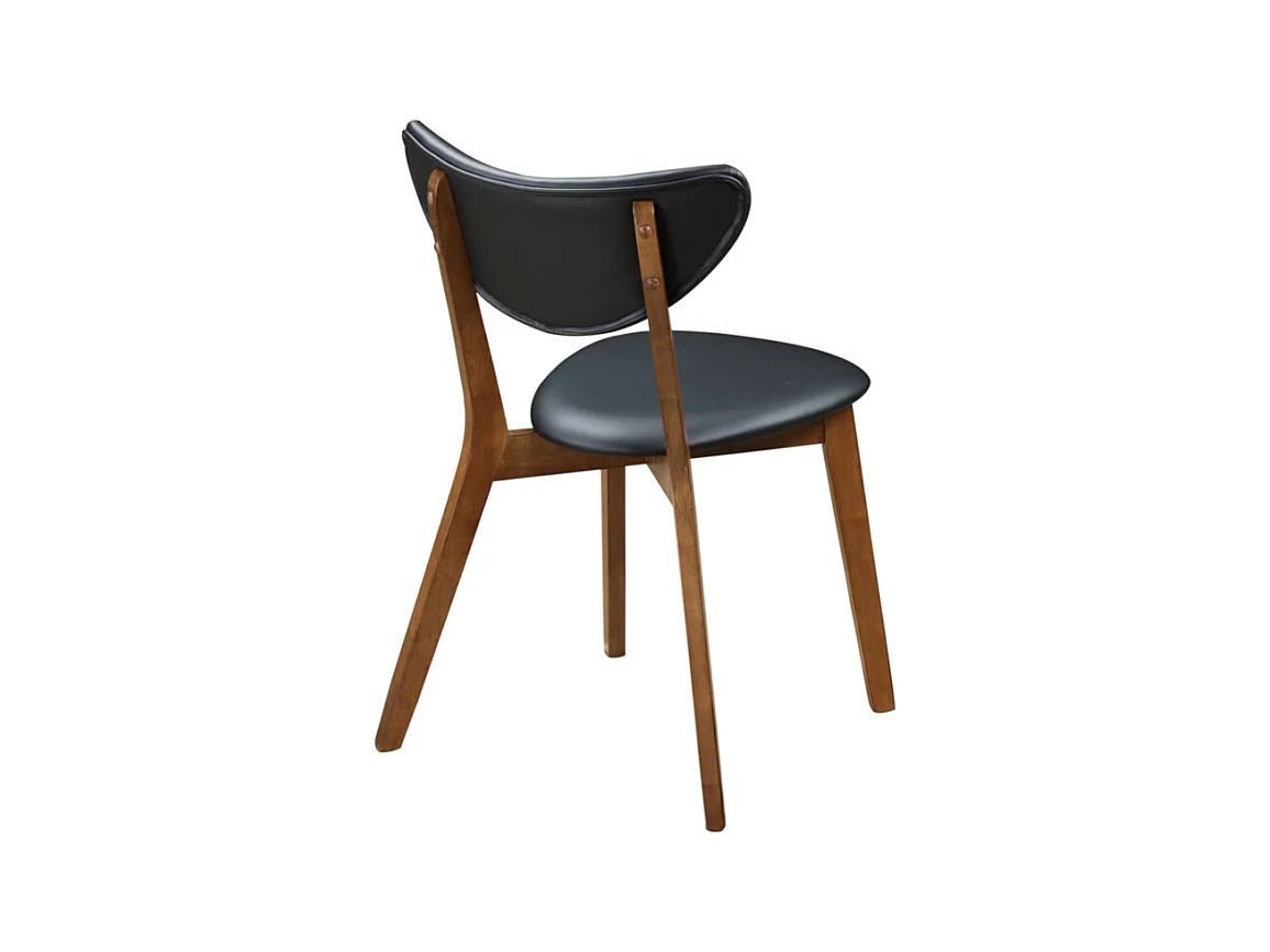 Lot de 2 chaises en simili et bois d'hévéa naturel foncé - Noir - LISETTE