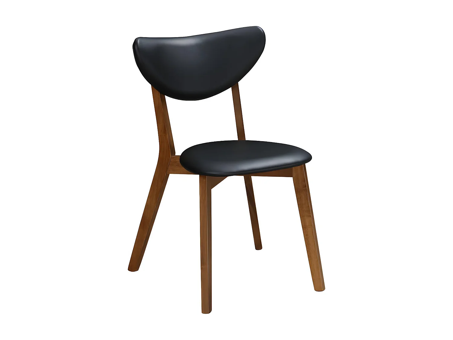 Lot de 2 chaises en simili et bois d'hévéa naturel foncé - Noir - LISETTE