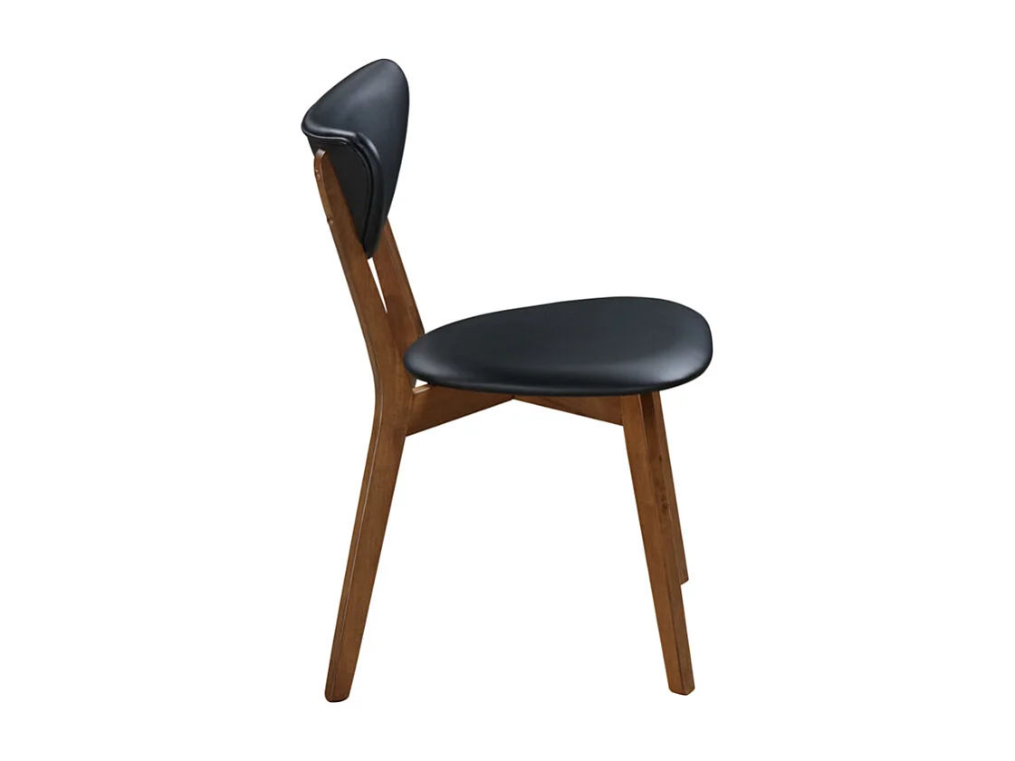 Lot de 2 chaises en simili et bois d'hévéa naturel foncé - Noir - LISETTE