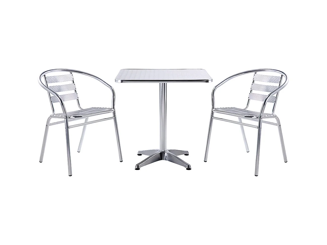 Garten-Essgruppe Aluminium: Tisch quadratisch + 2 Stühle - MONTMARTRE von MYLIA