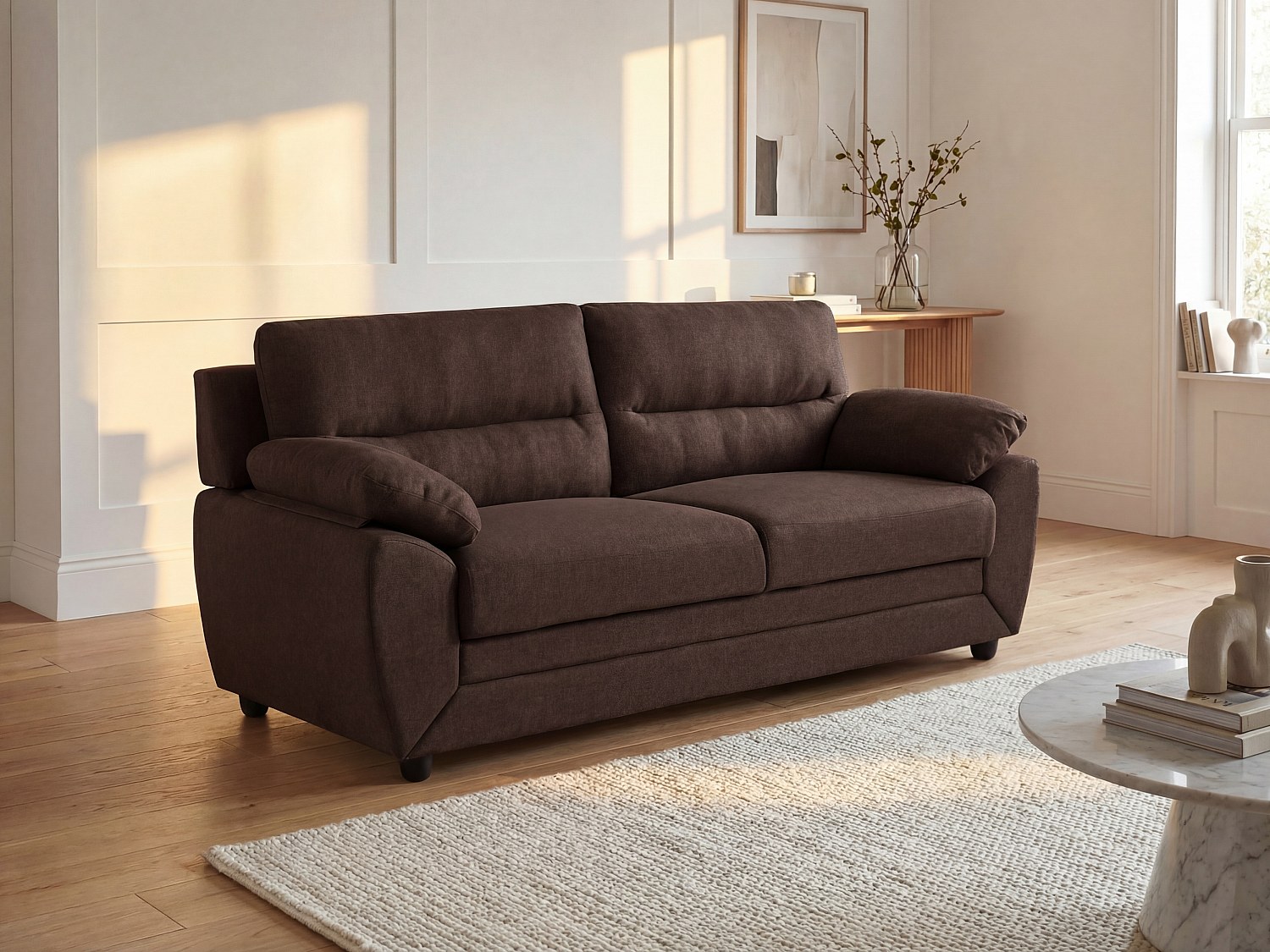 Sofa 3-Sitzer - Stoff - Braun - MANOA günstig online kaufen