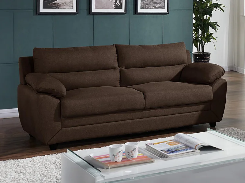 Driezitsbank MANOA van stof - Bruin