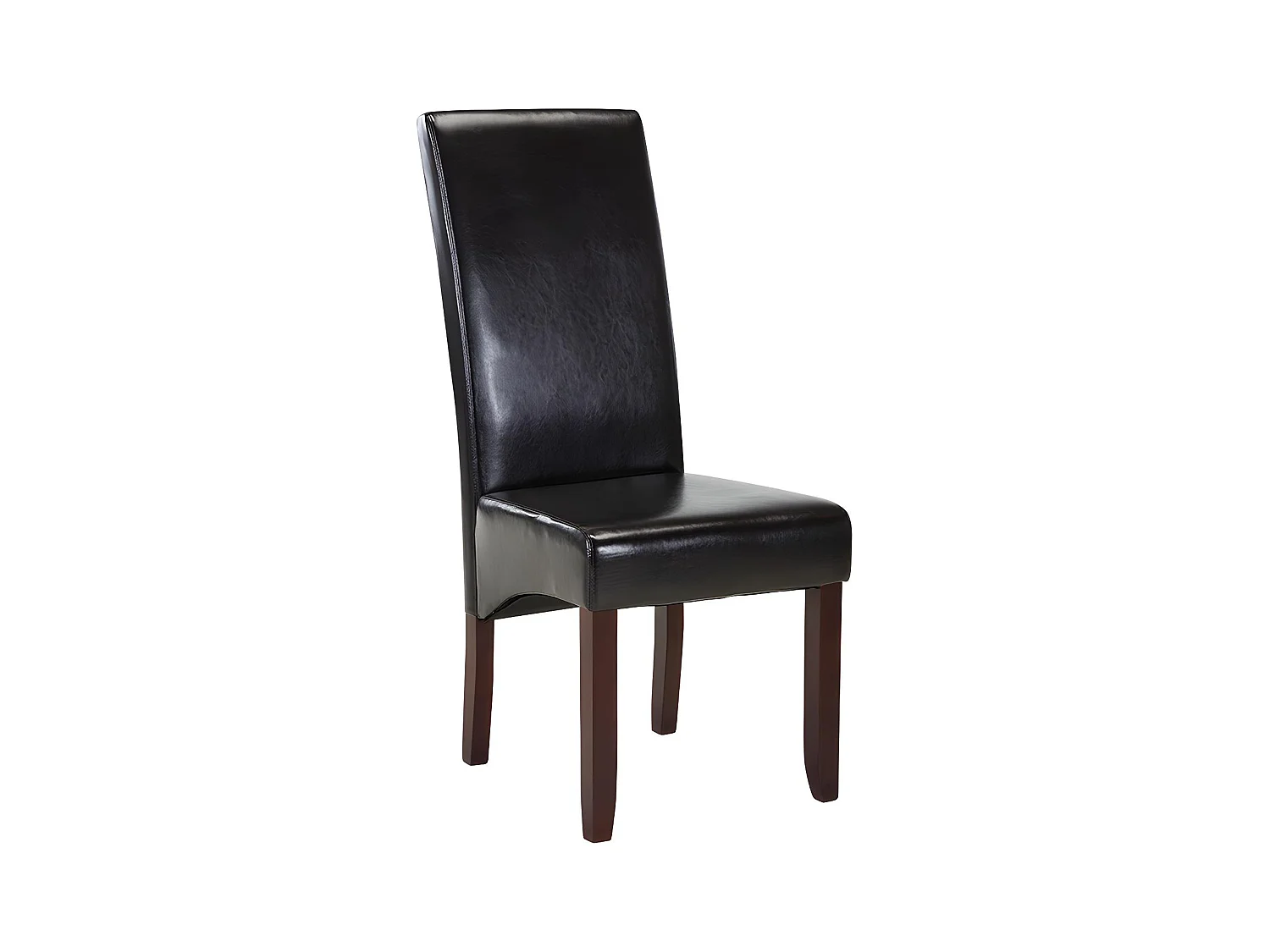 Lot de 2 chaises ROVIGO - Simili marron brillant - Pieds bois foncé