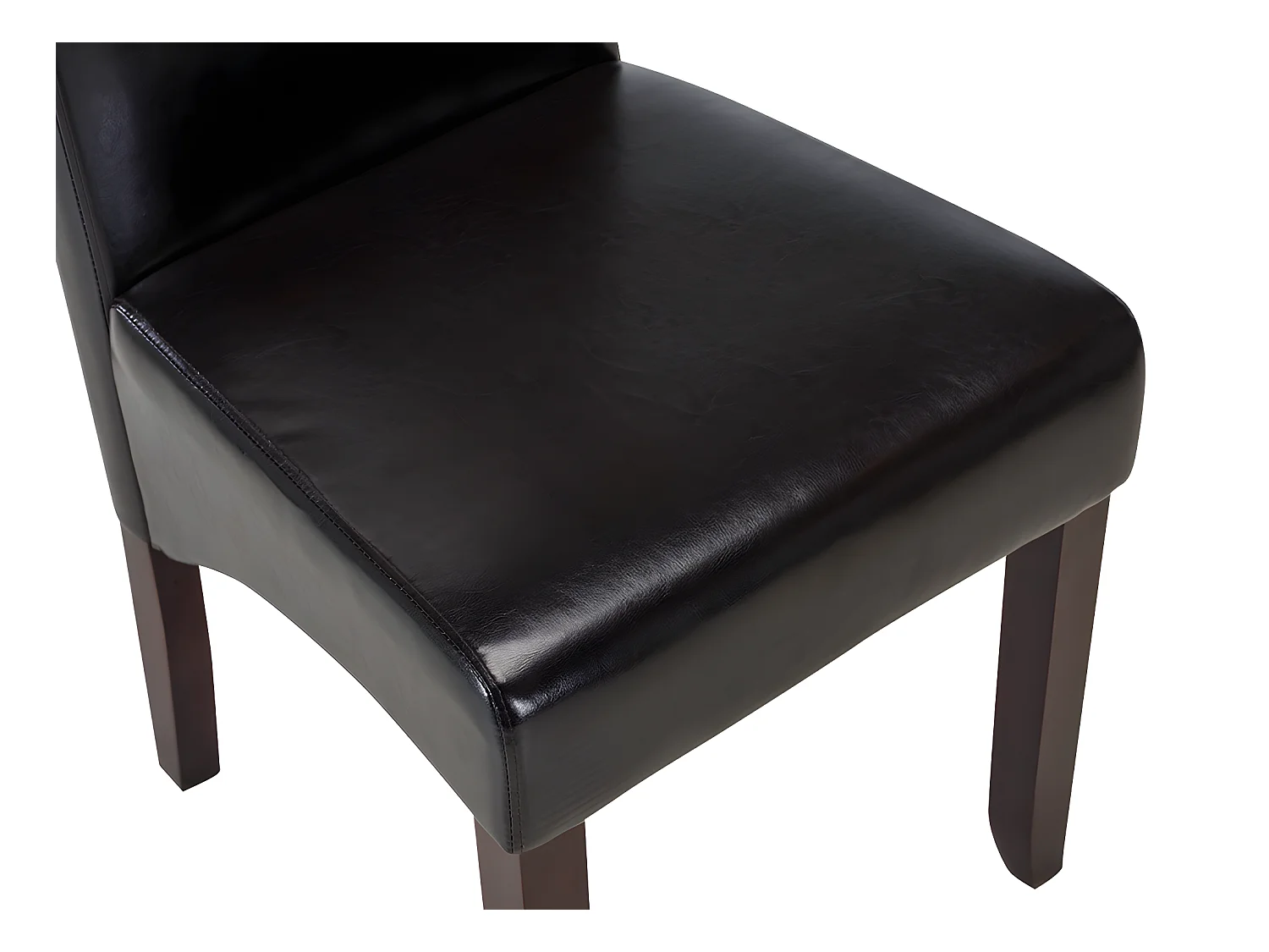 Lot de 2 chaises ROVIGO - Simili marron brillant - Pieds bois foncé