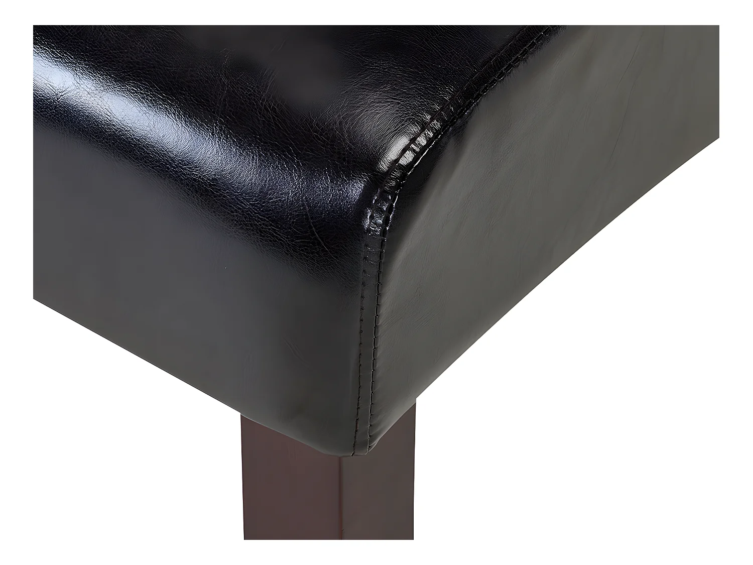 Conjunto de 2 sillas ROVIGO - Piel sintética marrón brillante - Patas de madera oscura