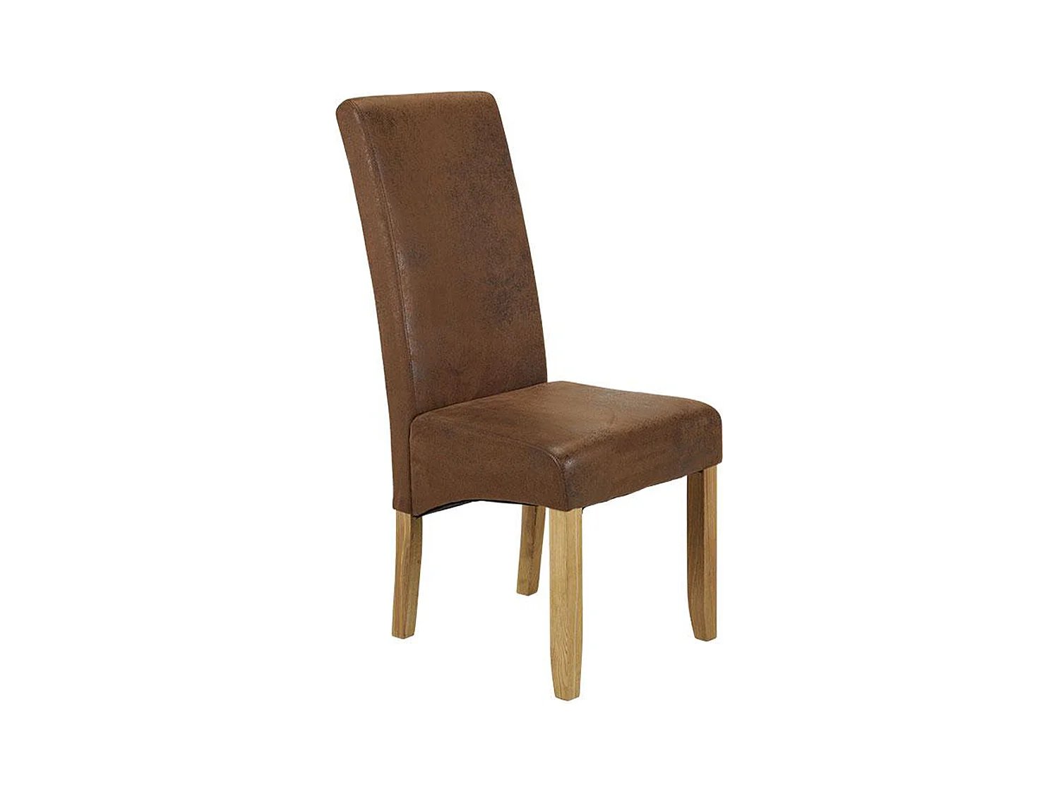 Lot de 2 chaises SANTOS - Microfibre aspect cuir vieilli - Pieds bois clair