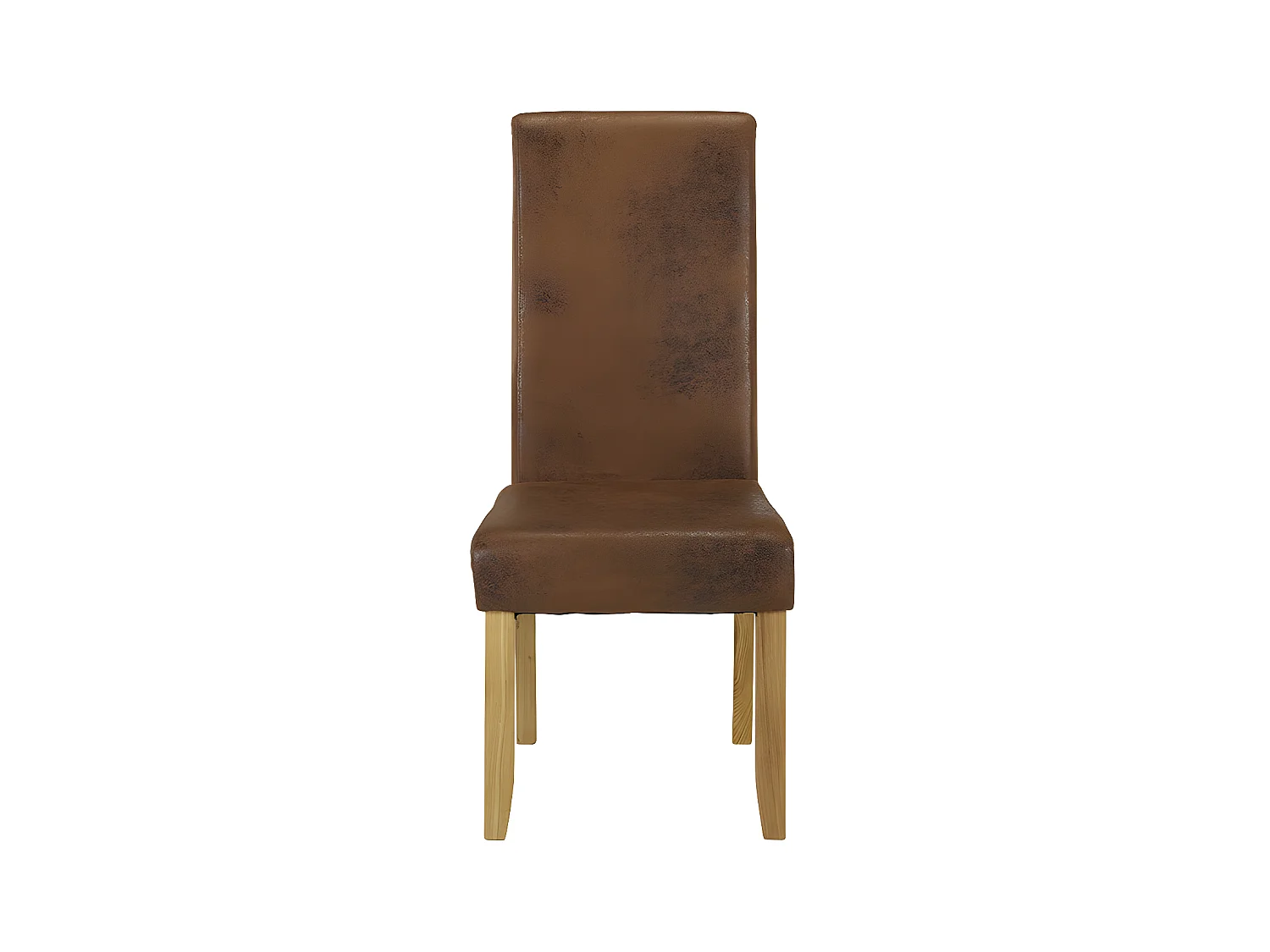 Lot de 2 chaises SANTOS - Microfibre aspect cuir vieilli - Pieds bois clair