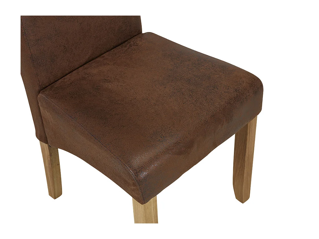 Lot de 2 chaises SANTOS - Microfibre aspect cuir vieilli - Pieds bois clair