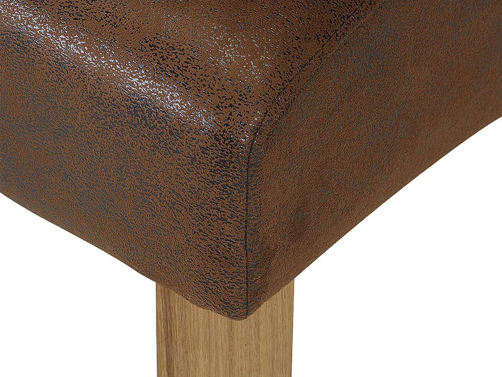 Lotto di 2 sedie in Microfibra aspetto pelle invecchiata Gambe legno chiaro - SANTOS