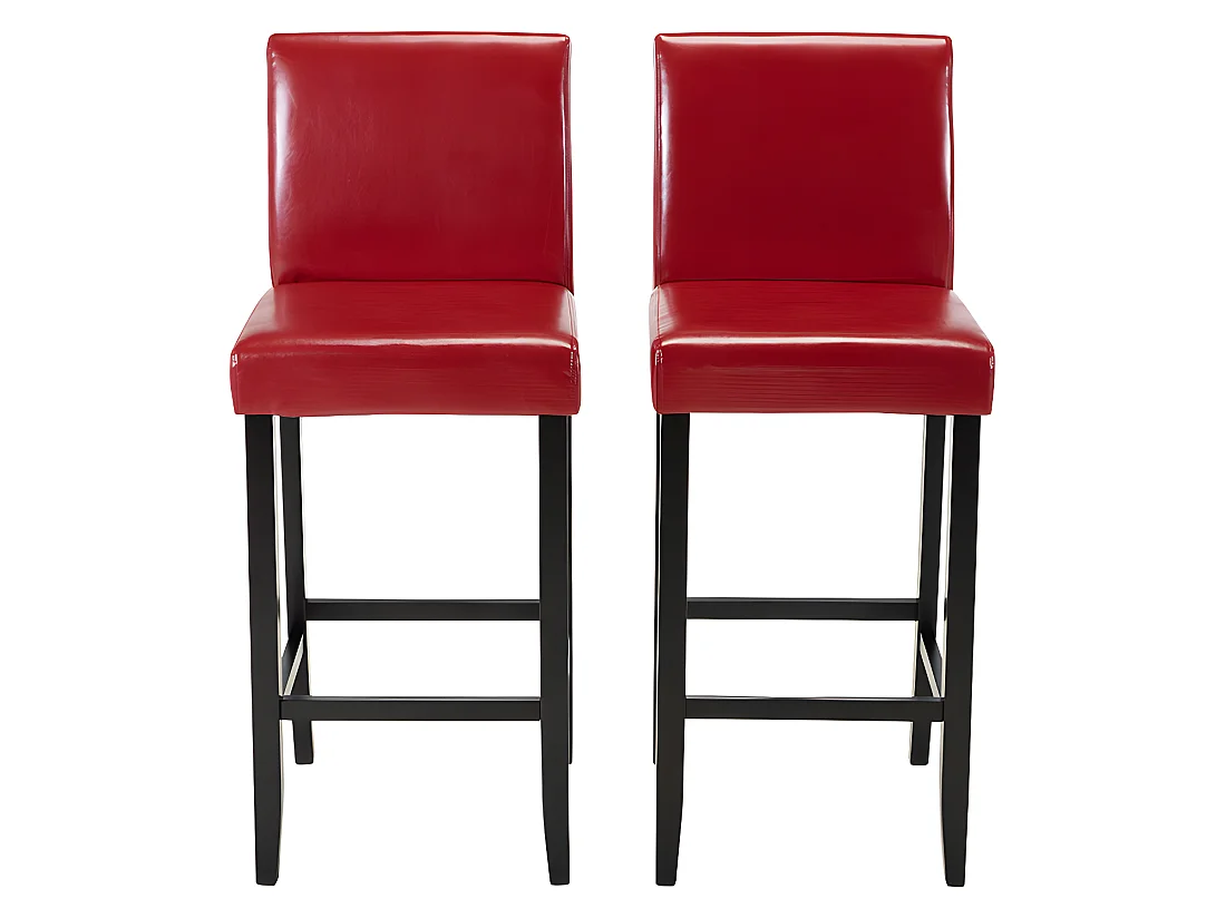 Tabourets de bar ROVIGO - Simili rouge brillant