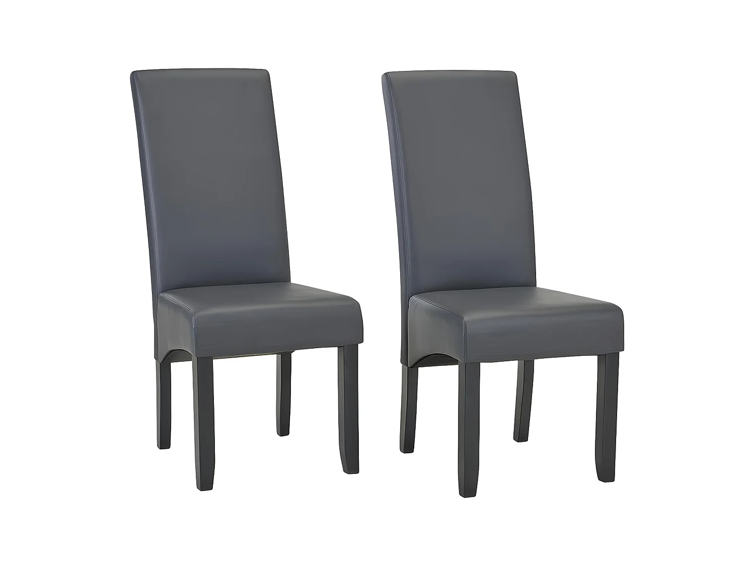 Lot de 2 chaises ROVIGO - Simili gris mat - Pieds bois noir