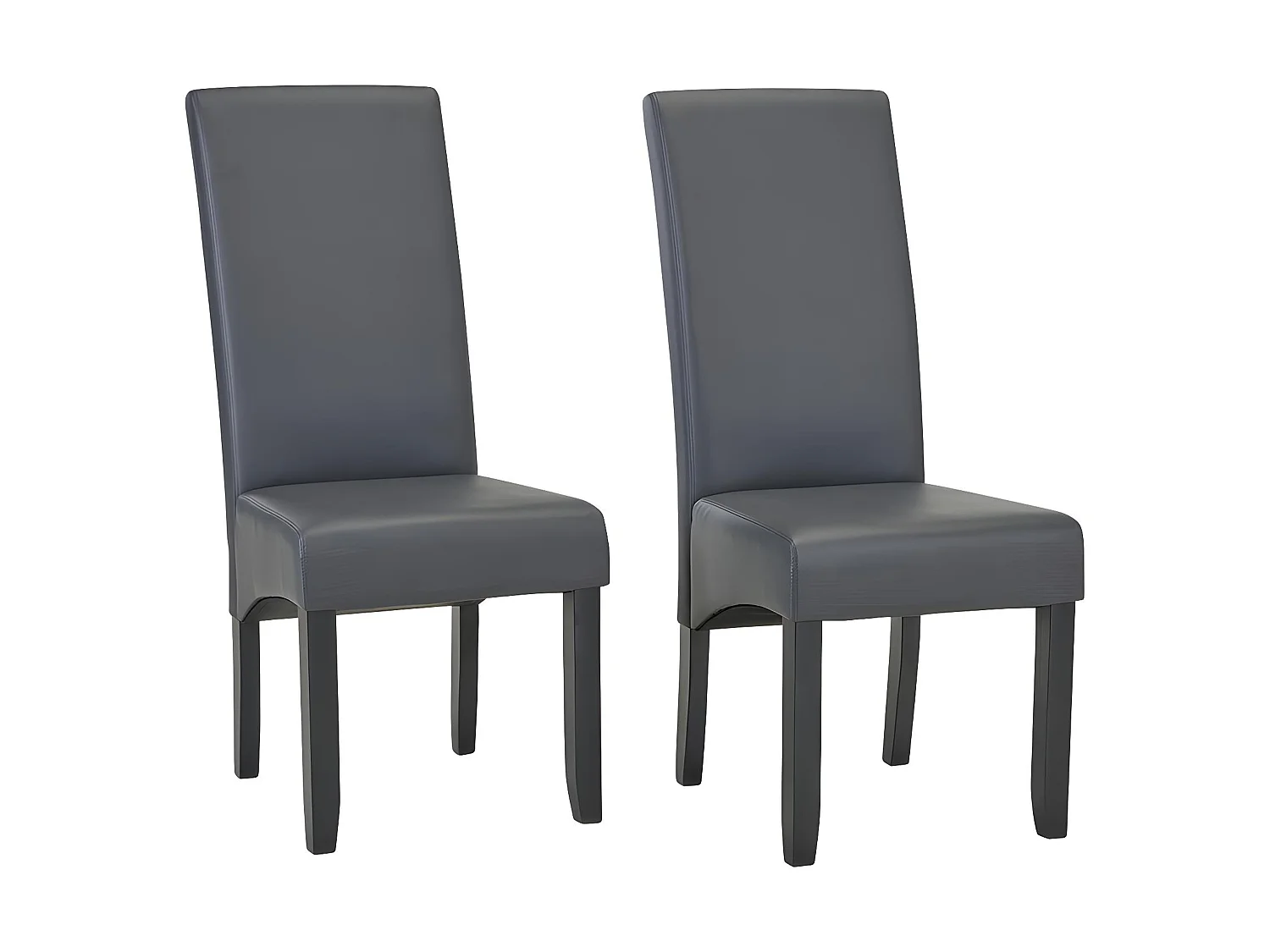 Lot de 2 chaises ROVIGO - Simili gris mat - Pieds bois noir