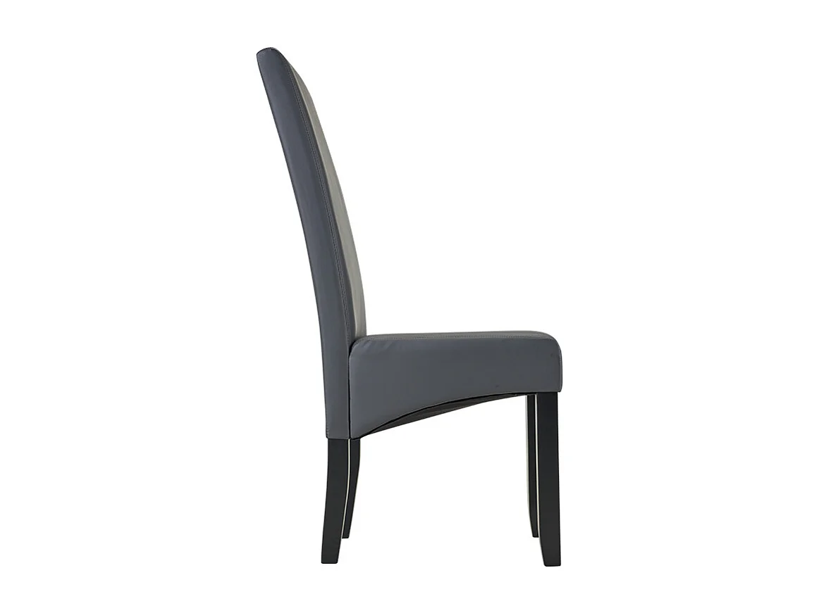 Lot de 2 chaises ROVIGO - Simili gris mat - Pieds bois noir