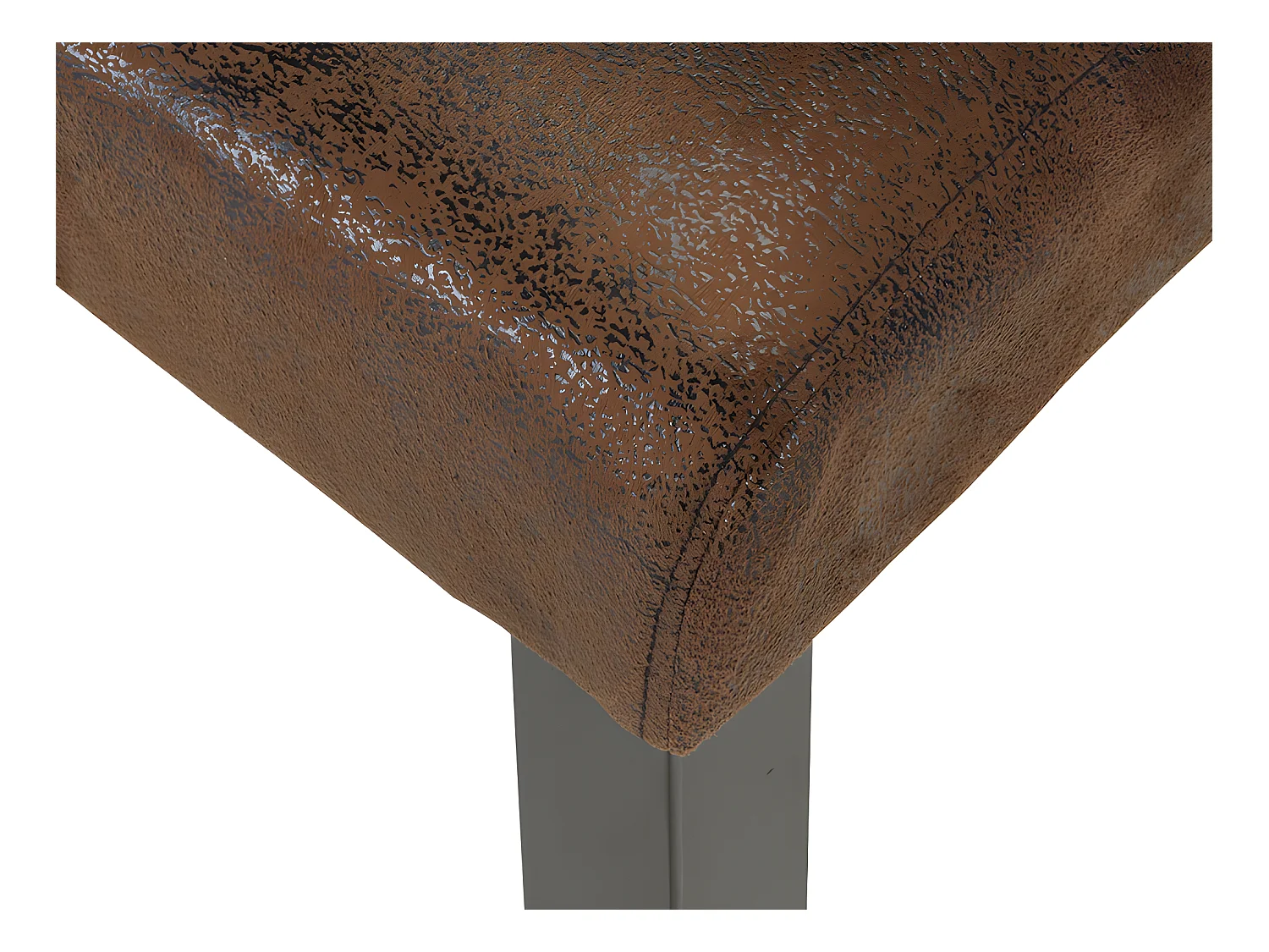 Conjunto de 2 taburetes de bar SANTOS - Microfibra con aspecto piel envejecida - Patas de natural oscuro