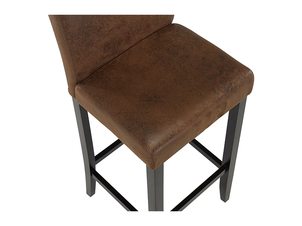 Conjunto de 2 taburetes de bar SANTOS - Microfibra con aspecto piel envejecida - Patas de natural oscuro