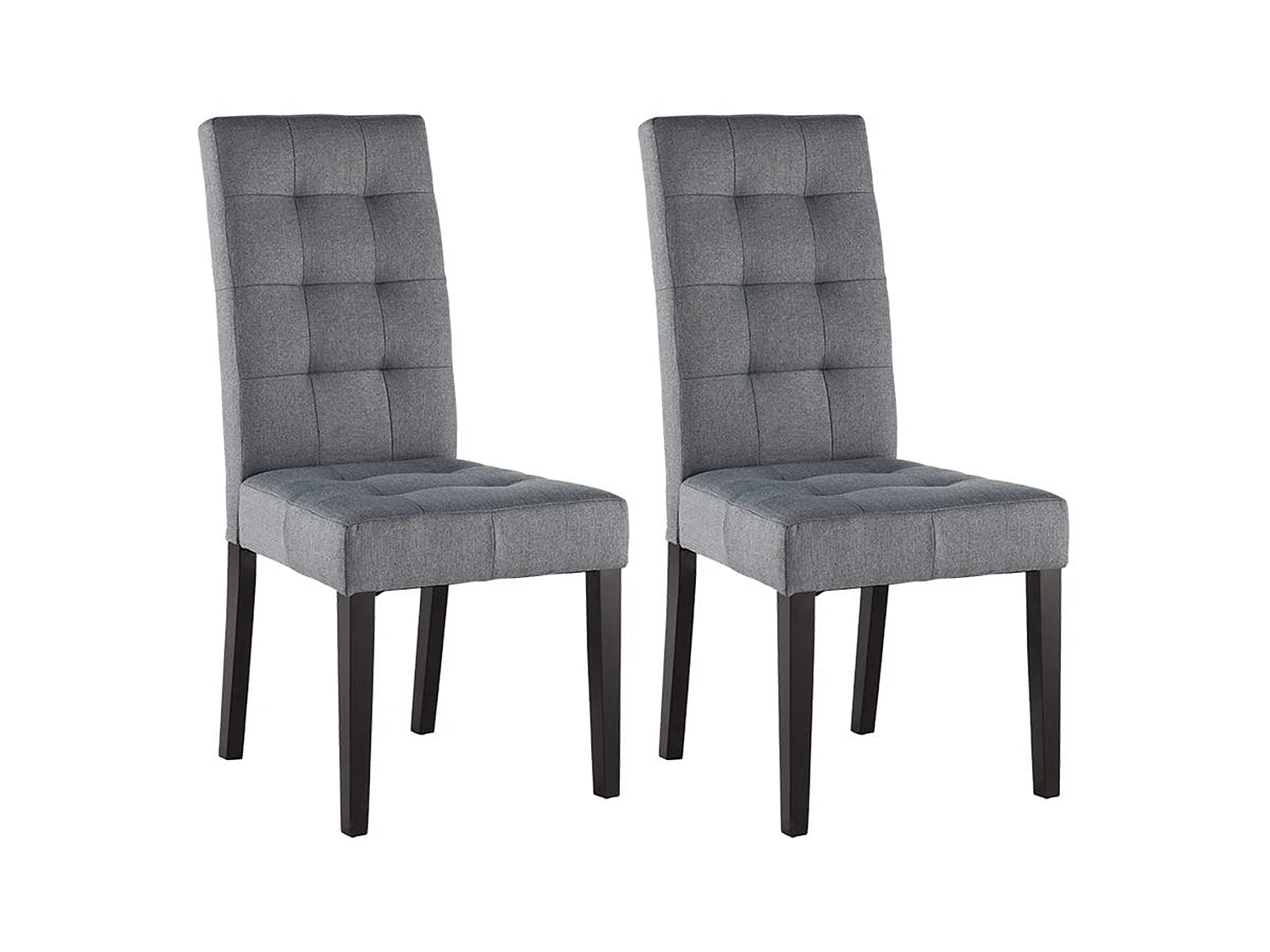 Conjunto de 2 sillas VILLOSA - Tela gris y Patas de madera oscura