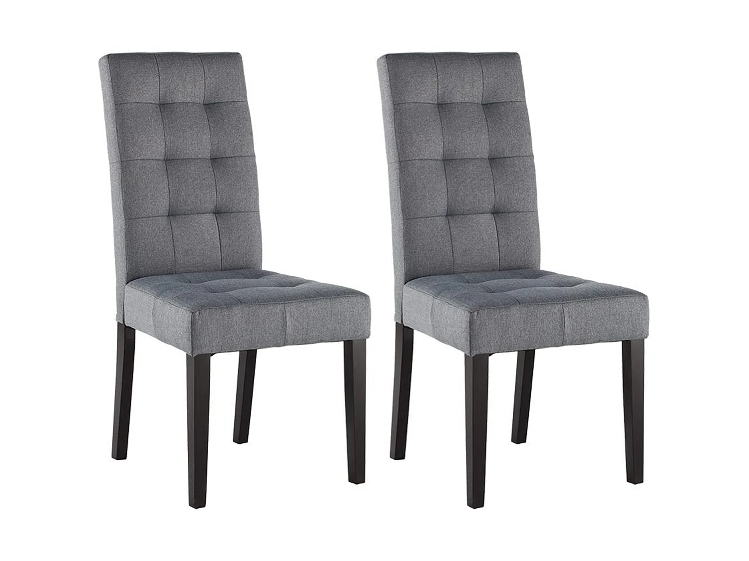 Lot de 2 chaises en tissu et bois - Gris - VILLOSA