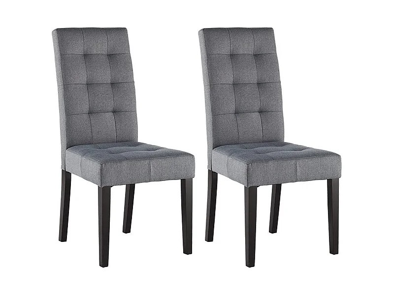 Lot de 2 chaises en tissu et bois - Gris - VILLOSA